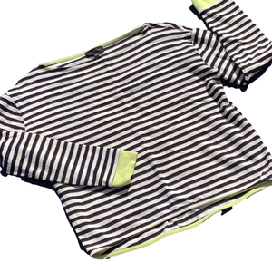 Twenty Long Sleeve  Striped Black & White with Green  Trim sweater Woman…